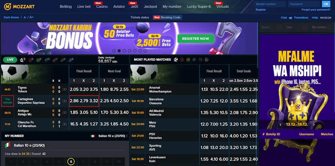 MozzartBet Sportsbook and Welcome Bonus Screenshot